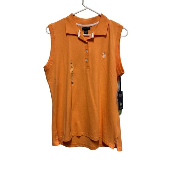 US Polo Assn Polo Tank top Orange Womens Large NWT - Picture 1 of 4